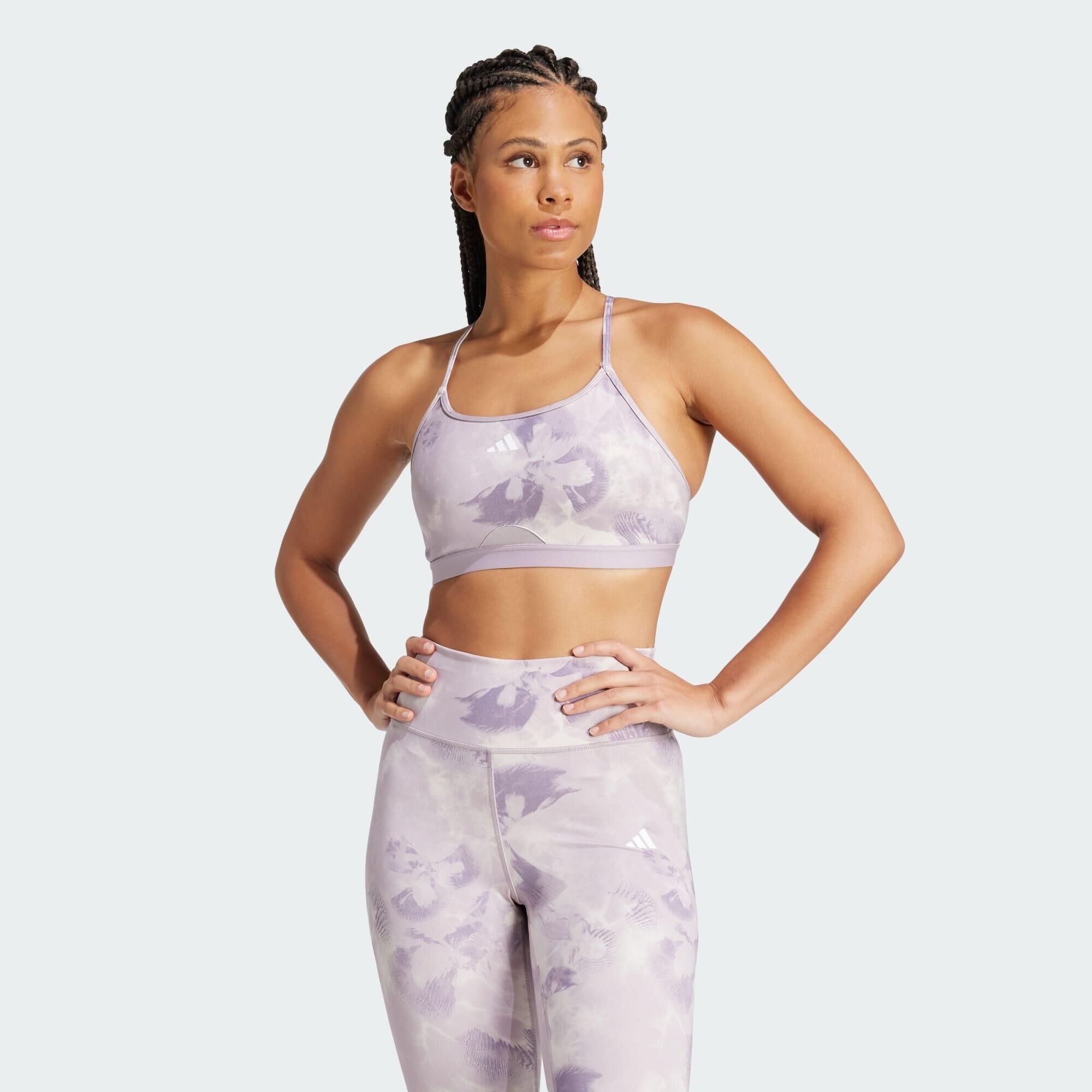 ADIDAS Aeroreact Training Essentials Light Support Tie-Dye Flower-Print Bra