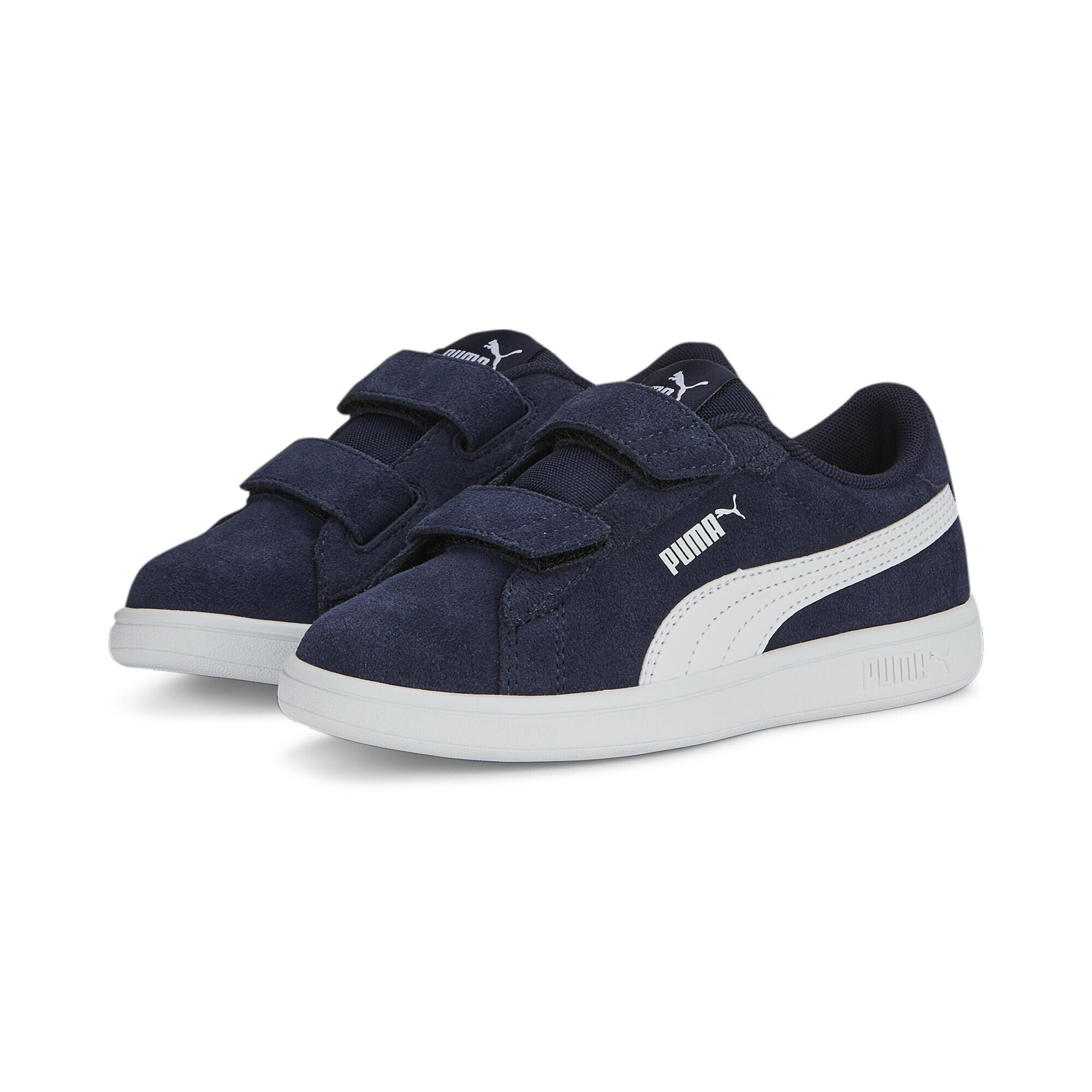 Puma - Baskets À Fermeture Facile En Suède Smash 3.0 Enfant Puma Navy White Blue - Baskets - Blanc|bleu - Decathlon