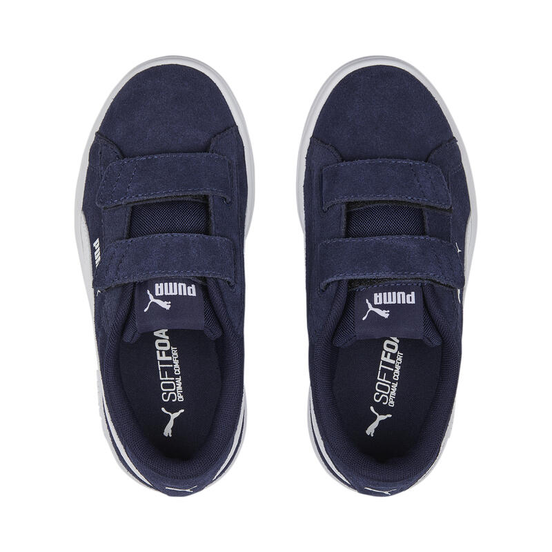 Pantofi Smash 3.0 din piele intoarsa copii PUMA Navy White Blue