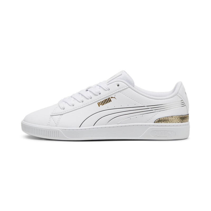 Vikky v3 Metallisch glänzende Sneakers Damen PUMA White Gold Silver Metallic