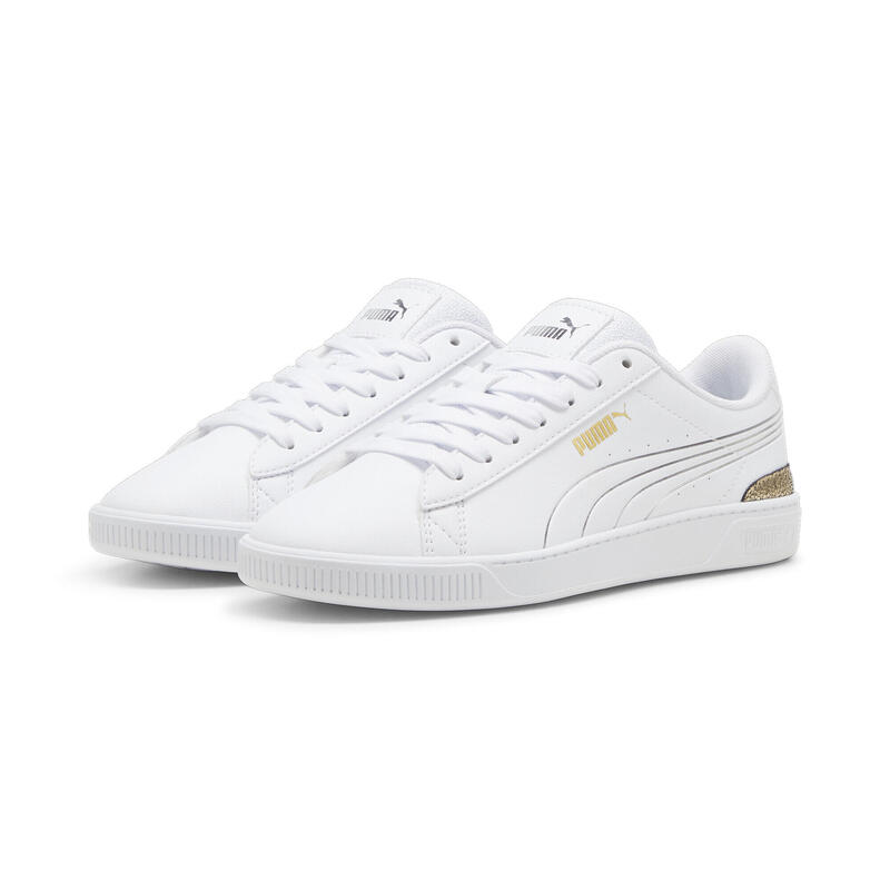 Vikky v3 Metallisch glänzende Sneakers Damen PUMA White Gold Silver Metallic