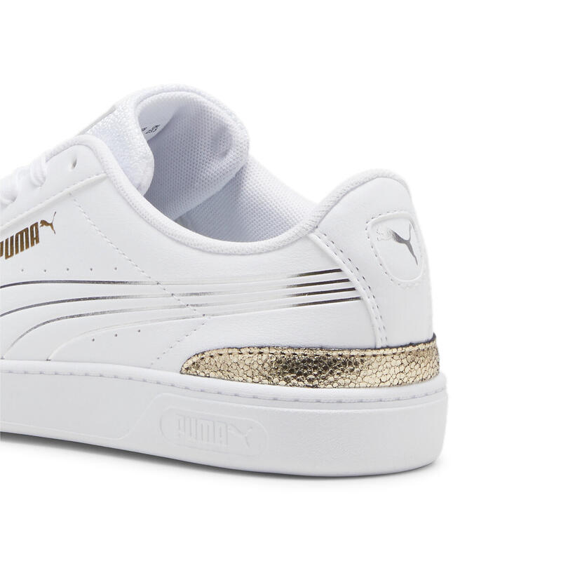 Vikky v3 Metallisch glänzende Sneakers Damen PUMA White Gold Silver Metallic