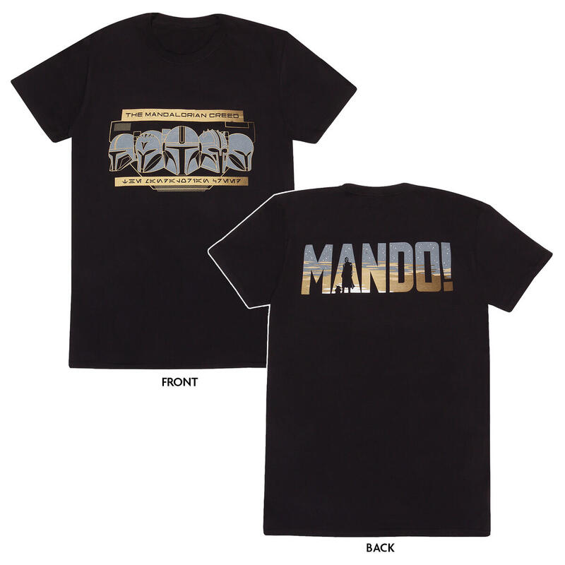 Camiseta de Manga Corta The Mandalorian Row of Helmets Negro