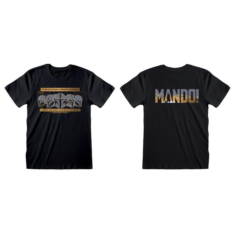 Camiseta de Manga Corta The Mandalorian Row of Helmets Negro