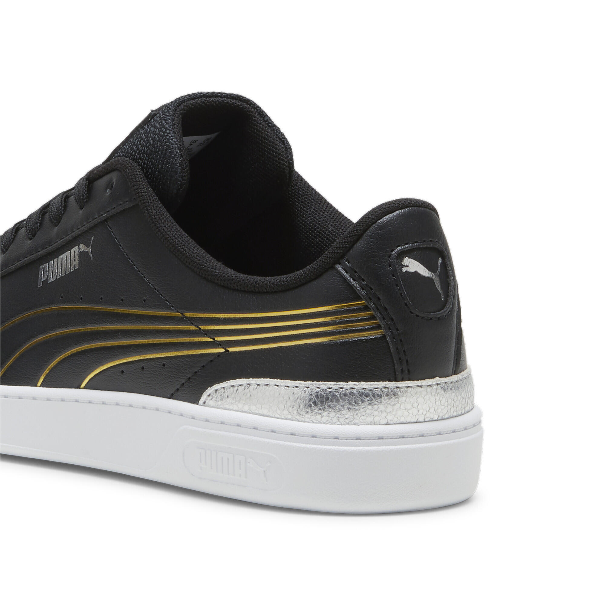 Vikky v3 Metallisch glänzende Sneakers Damen PUMA Black Gold White 2/7