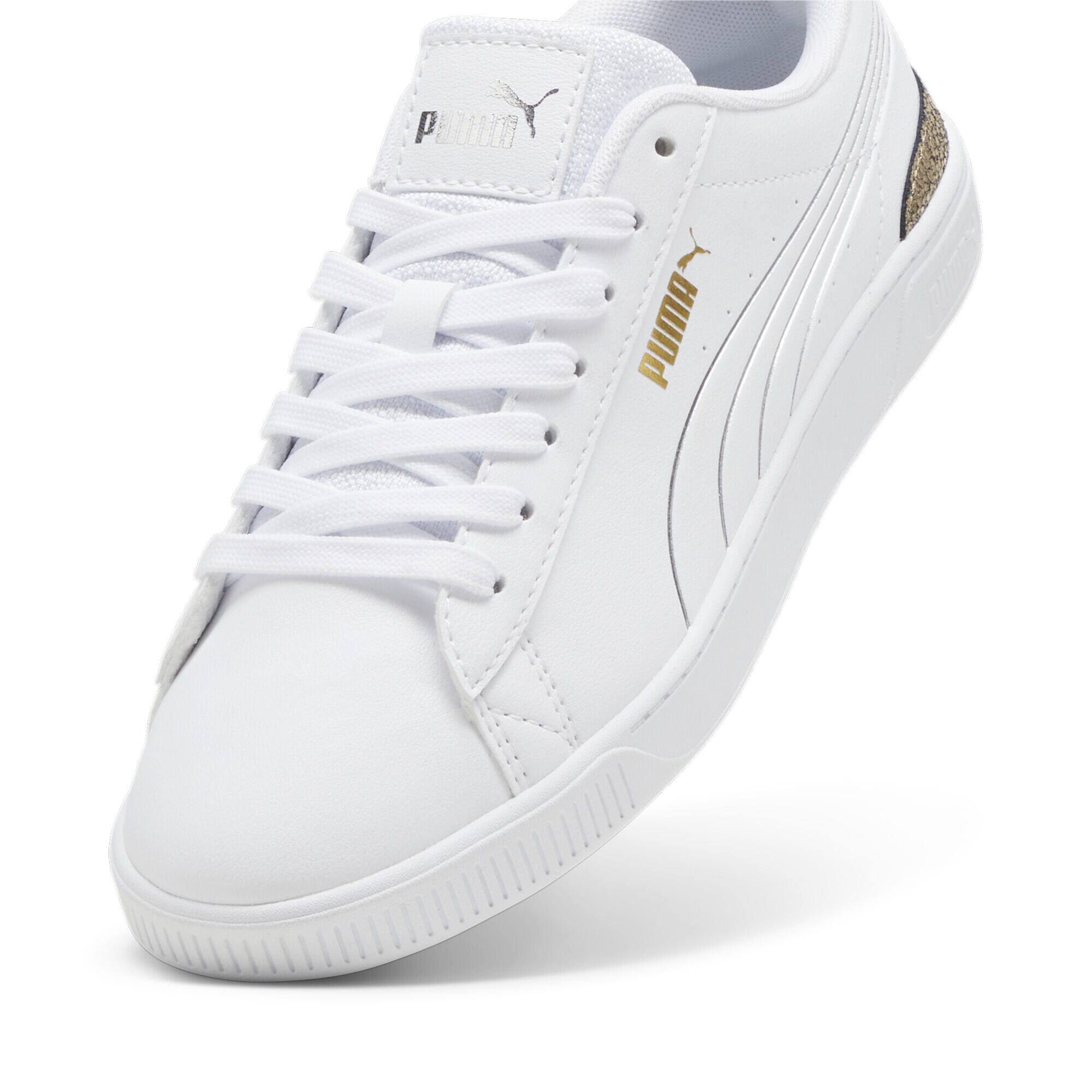 Sneakers en cuir Vikky v3 Femme PUMA White Gold Silver Metallic 6/7