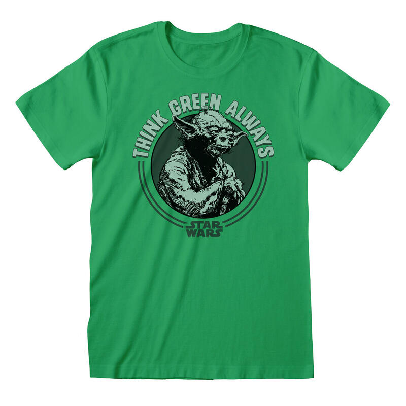 Camiseta de Manga Corta Star Wars Yoda Think Green Verde