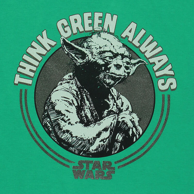 Camiseta de Manga Corta Star Wars Yoda Think Green Verde