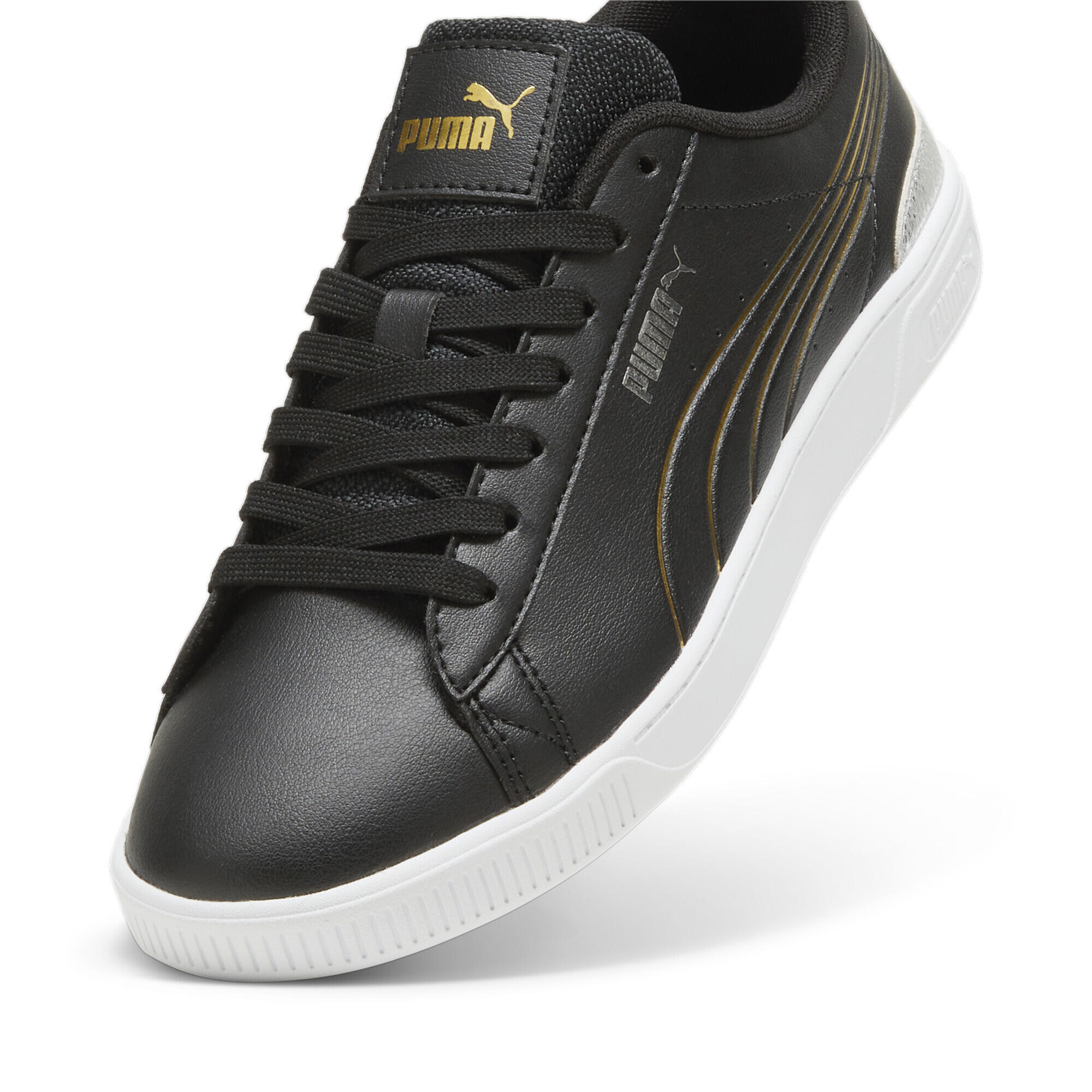 Vikky v3 Metallisch glänzende Sneakers Damen PUMA Black Gold White 6/7