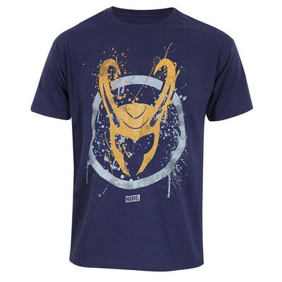 Camiseta de Manga Corta Marvel Splatter Logo Azul