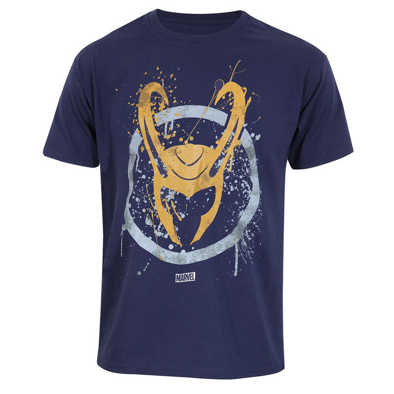 T-Shirt met Korte Mouwen Marvel Splatter Logo Blauw