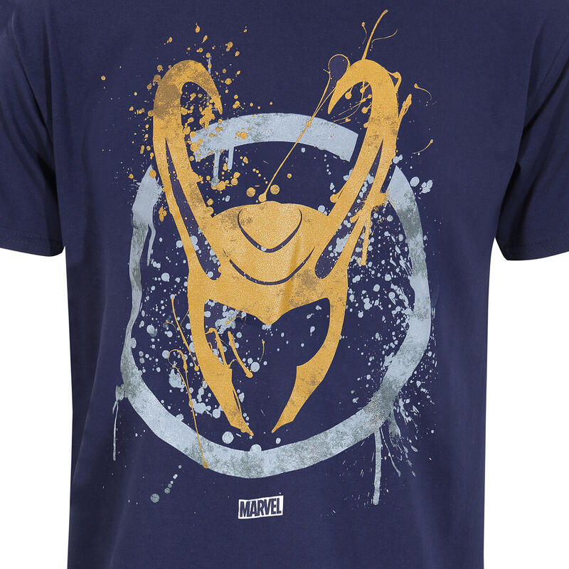 T shirt à manches courtes Marvel Splatter Logo Bleu