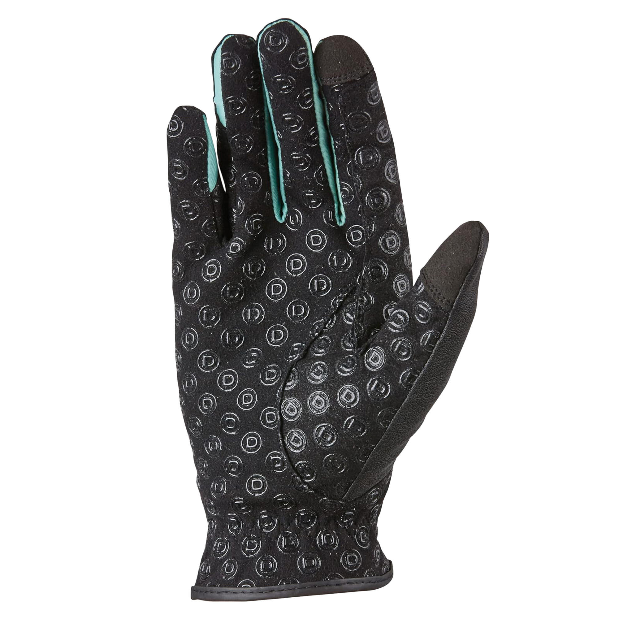 Unisex Coolit Gel Touch Fastening Riding Gloves (Black/Teal) 2/4