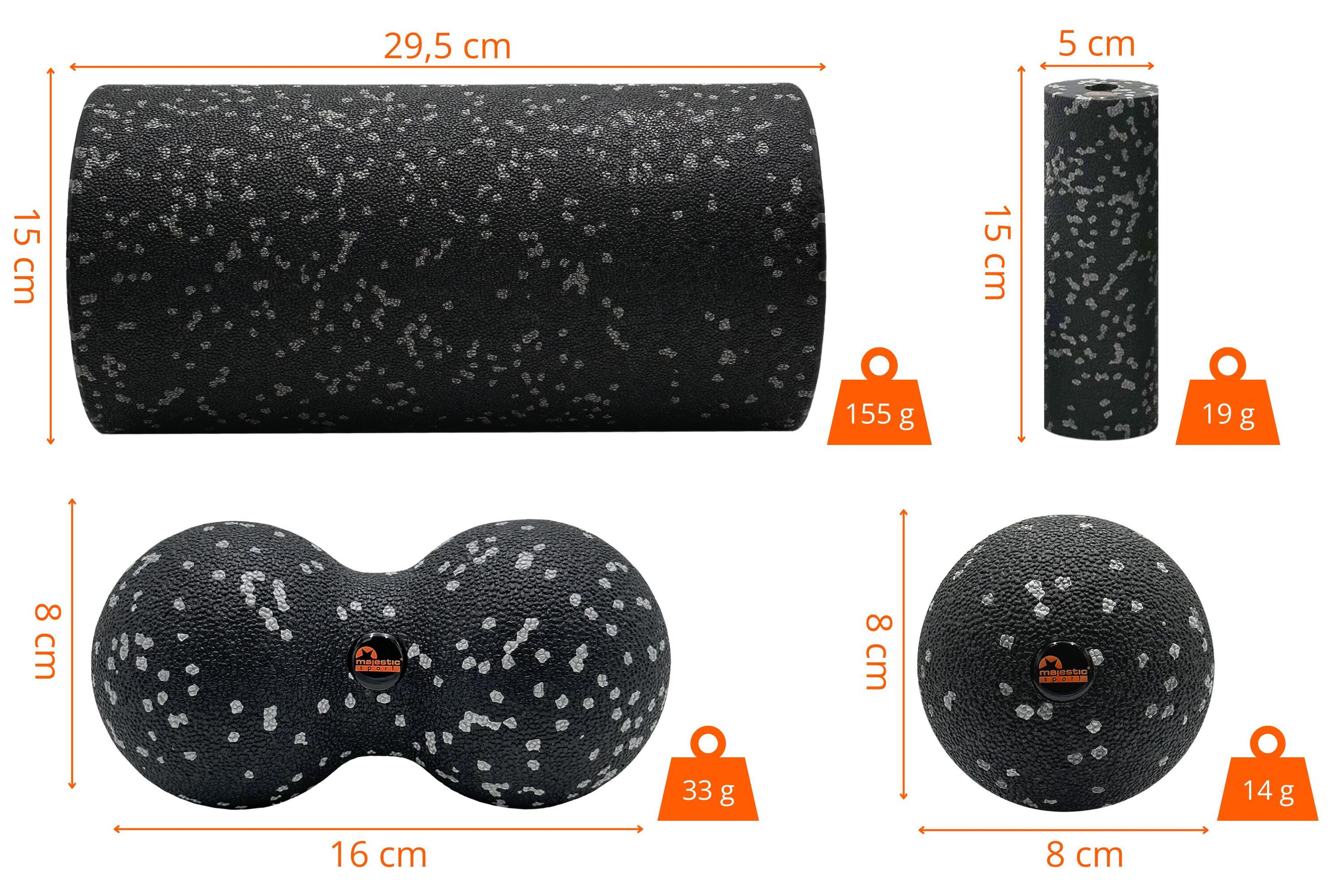 Zestaw do masażu Majestic Sport TENSO EPP 4w1 Roller + Wałek + Piłka + Duoball 3/7