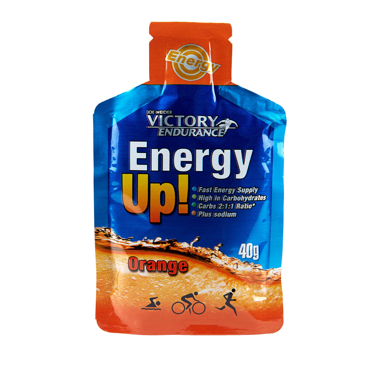 Victory Endurance Energy up gel sabor naranja. con plus de sodio. inmediata color azul 40 ml 24 40g