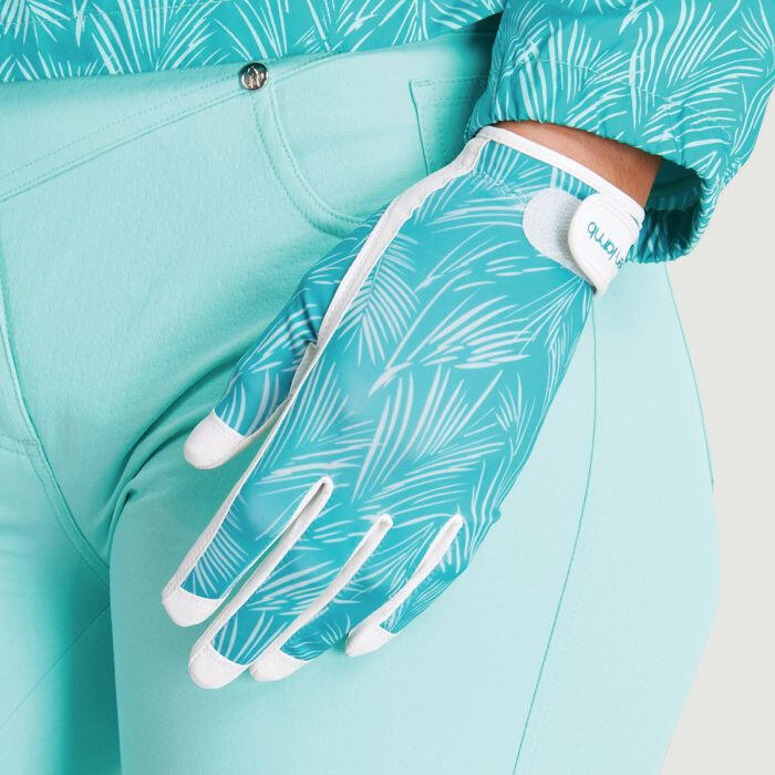 Green Lamb ISLA PRINTED LEATHER TRIM GLOVE - PALM 2/3