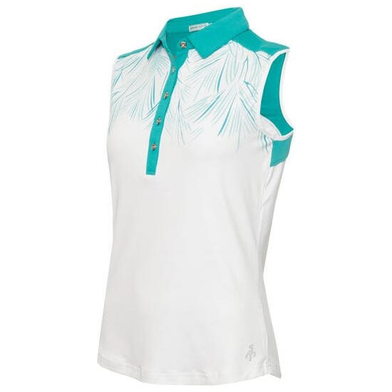 GREEN LAMB Green Lamb ENID PRINT SLEEVELESS POLO - Palm/White