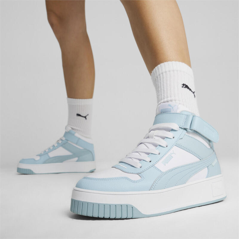 Carina Street halfhoge sneakers voor dames PUMA White Turquoise Surf Blue