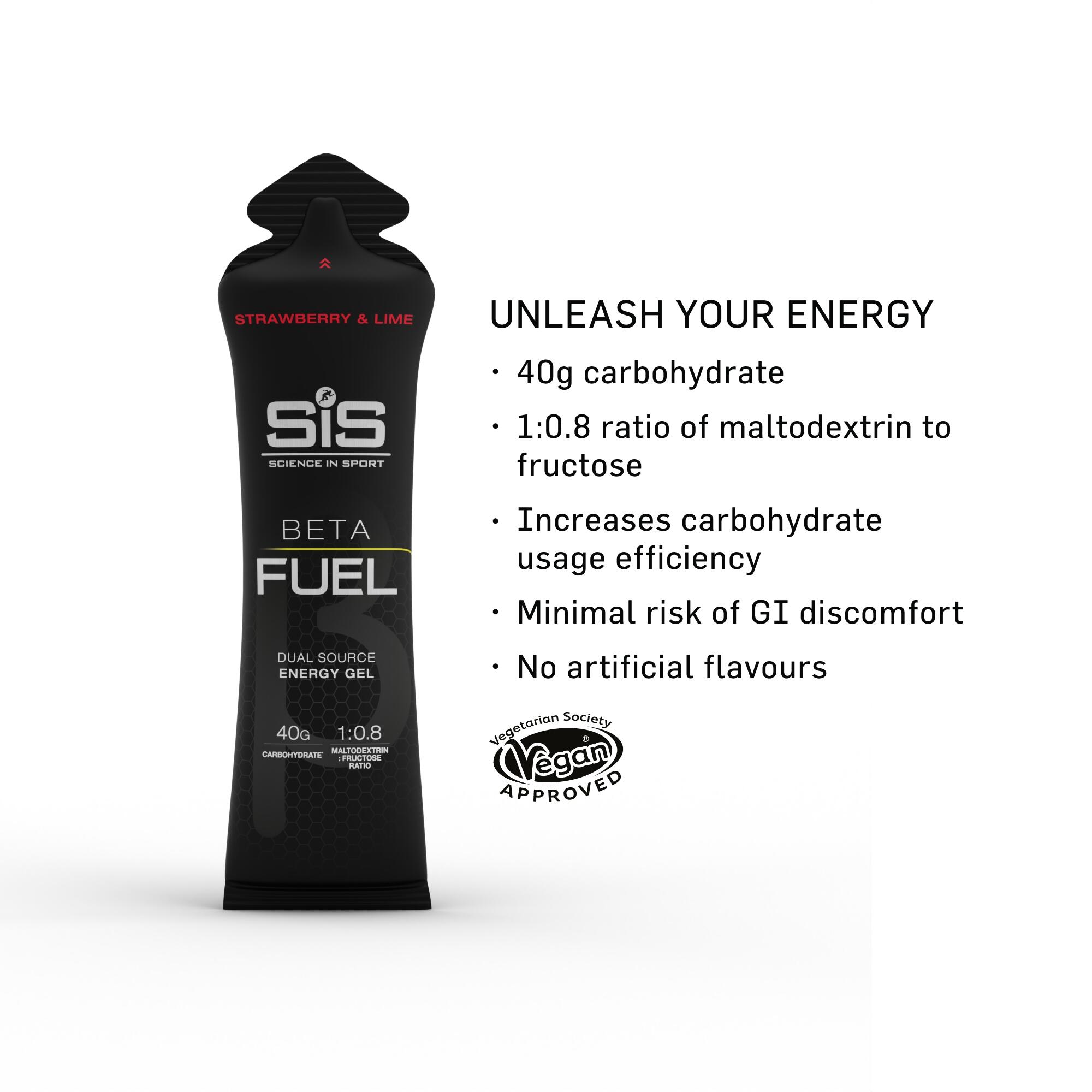 Science In Sport | Beta Fuel Energy Gel | Strawberry & Lime Flavour | 6 pack 2/3