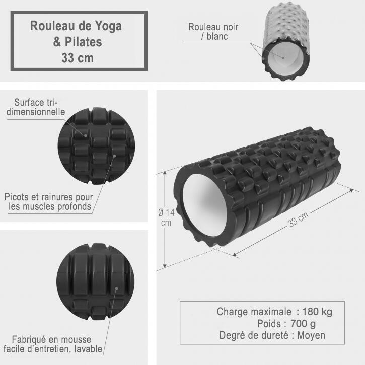 GORILLA SPORTS ROULEAU YOGA ET PILATES AVEC PICOTS / 33 CM | YOGA ET FITNESS