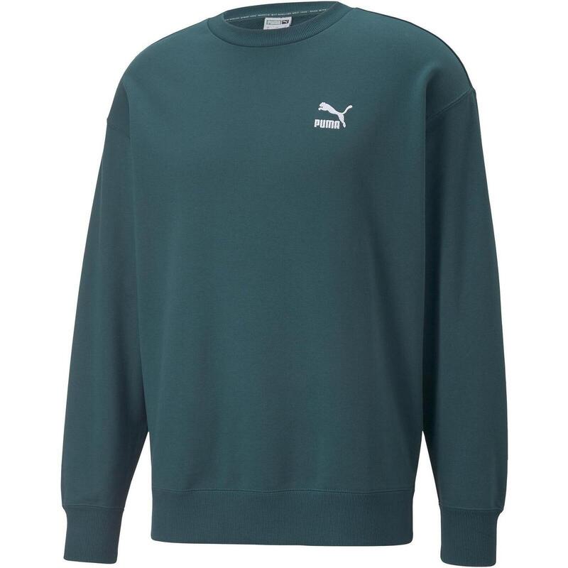 Blusa Puma Classics Relaxed Crewneck Sweatshirt, Verde, Hombre