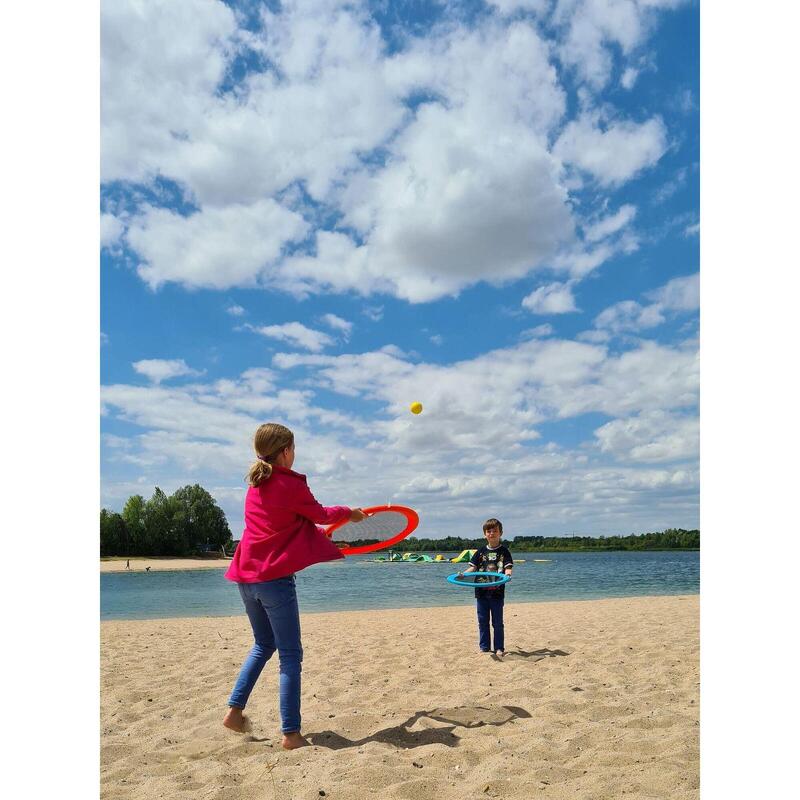 2 in 1 XXL Beach Volley & Super Disc, Rückschlagspiel und Wurfscheibe in einem