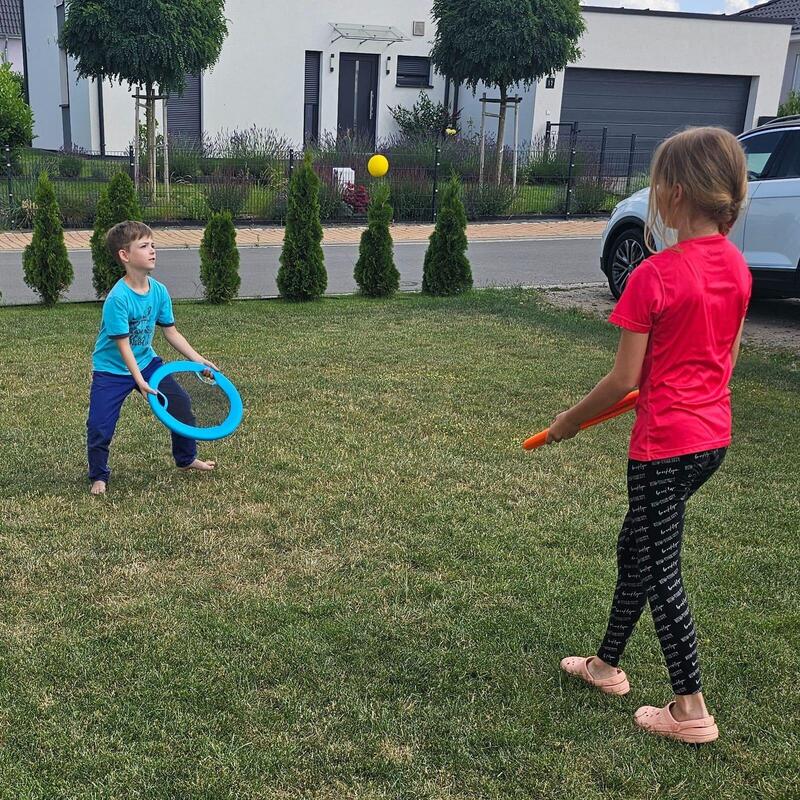 2 in 1 XL Beach Volley & Super Disc, Rückschlagspiel und Wurfscheibe in einem