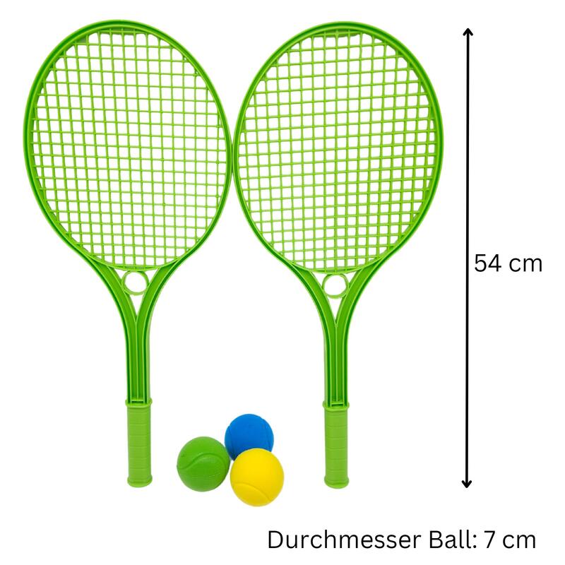 Tennisschläger-Set für Kinder mit 3 farbigen Schaumstoffbällen, grün