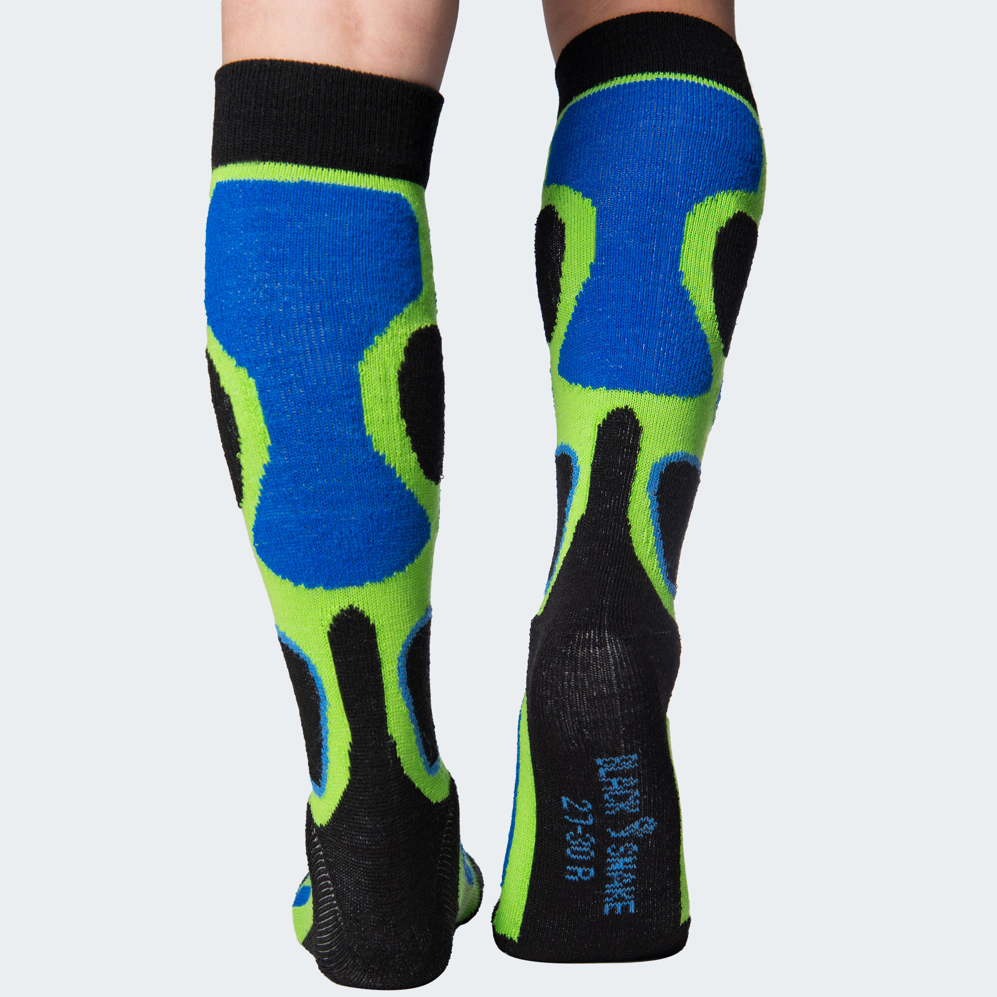 Chaussettes de ski | Enfant | 2 paires | Mi-bas rembourrées | Vert/Bleu 5/7