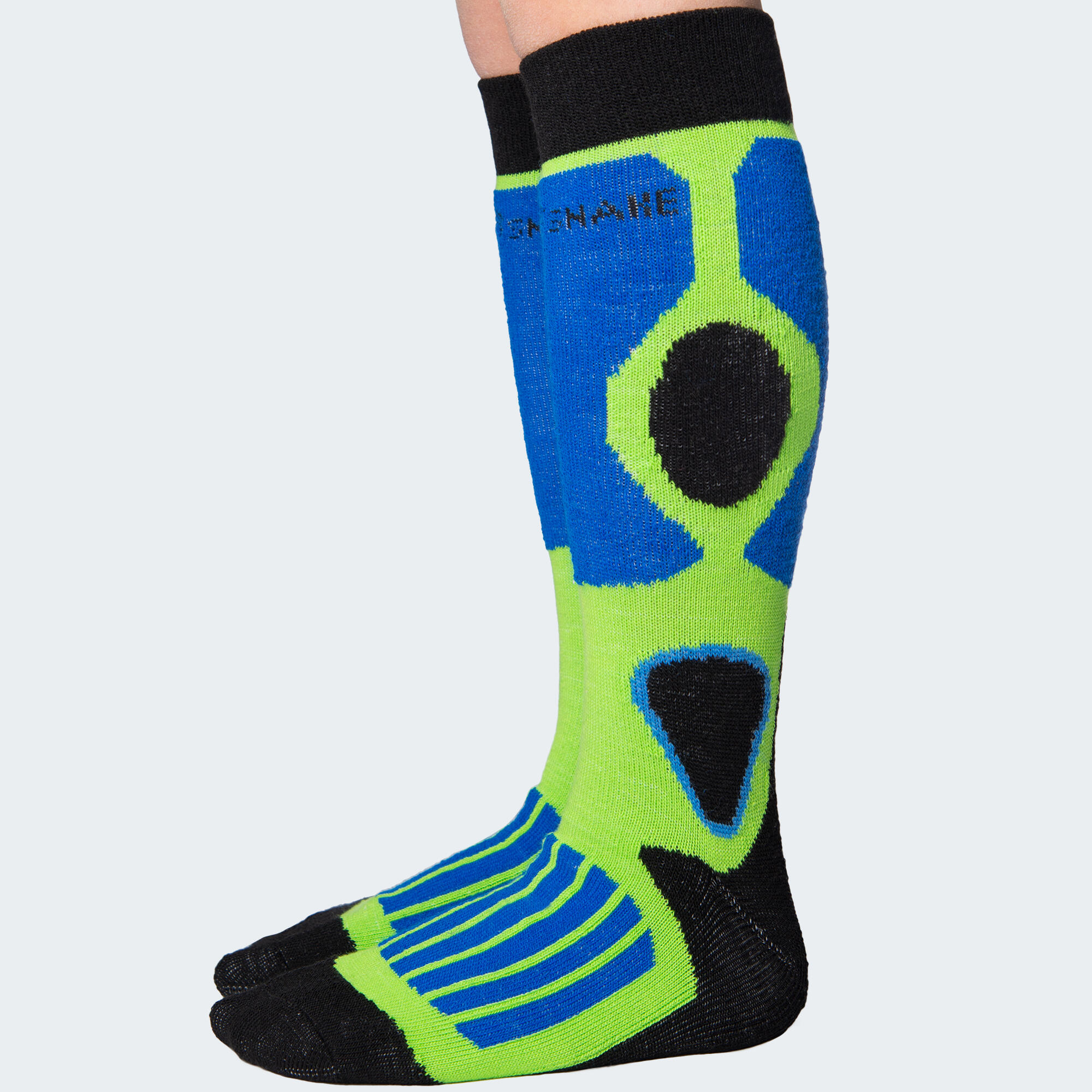 Chaussettes de ski | Enfant | 2 paires | Mi-bas rembourrées | Vert/Bleu 3/7