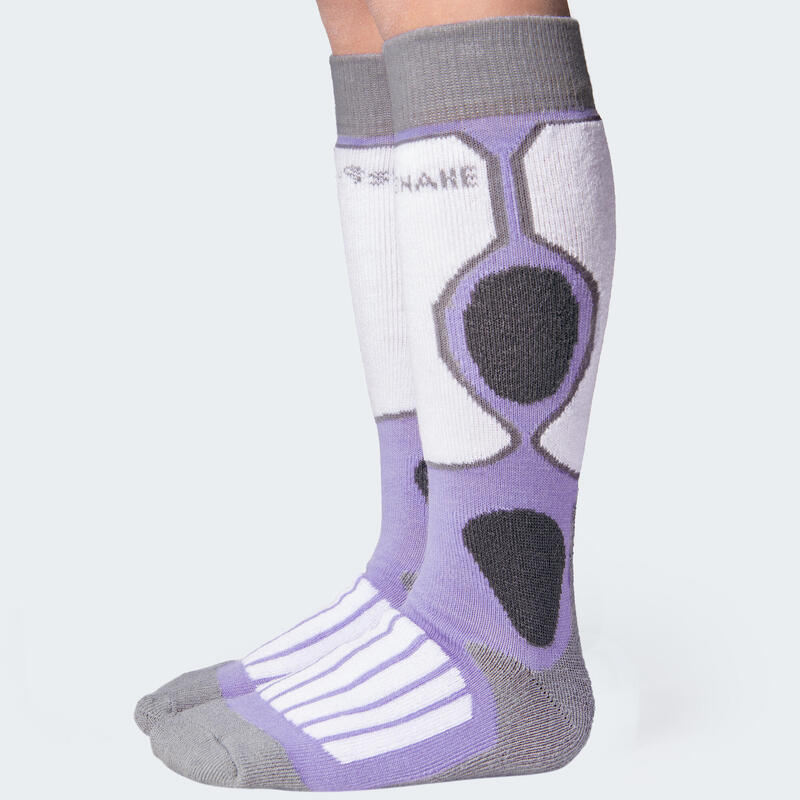 Chaussettes de ski | Enfant | 2 paires | Mi-bas rembourrées | Violet