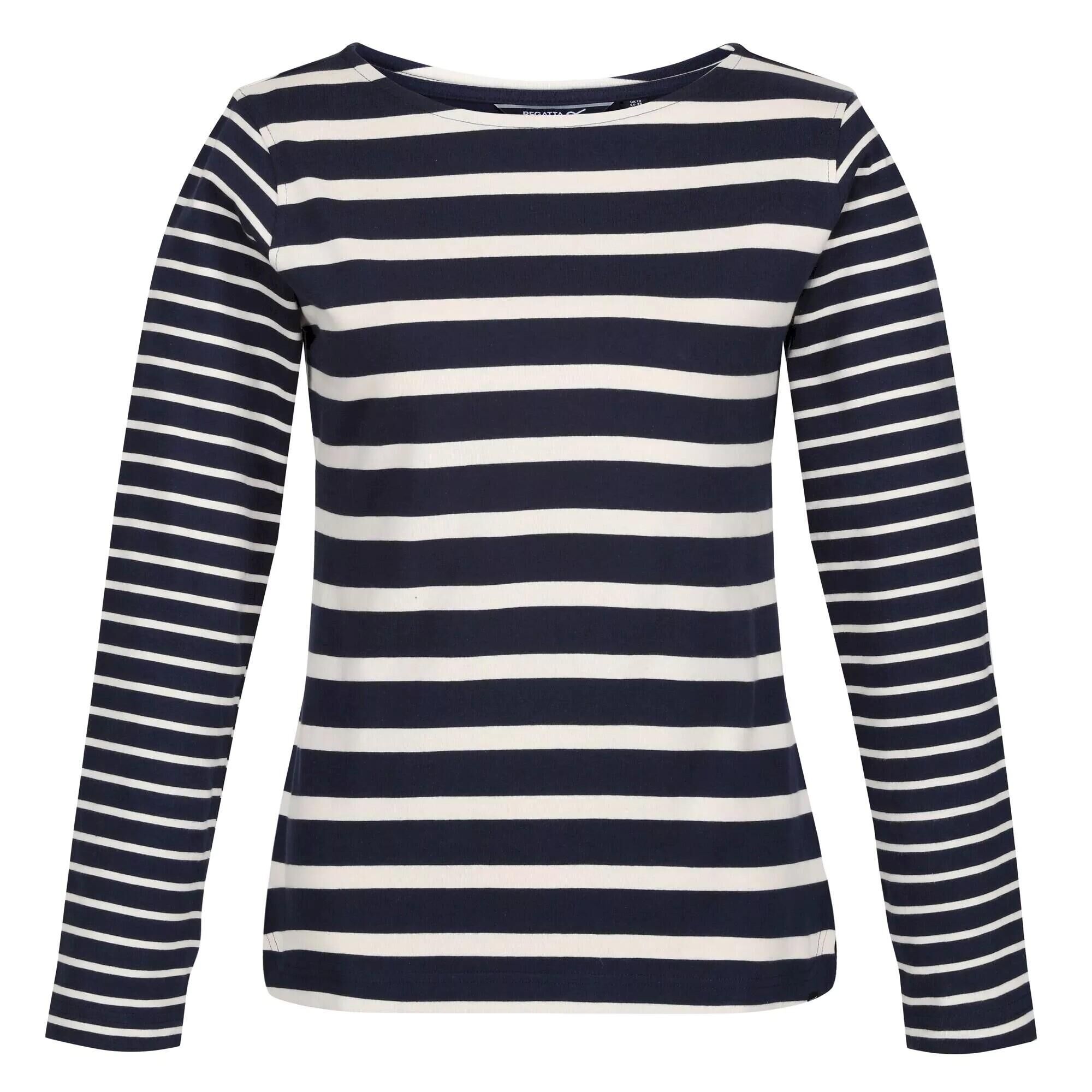 REGATTA Womens/Ladies Farida Striped LongSleeved TShirt (Navy/Light Vanilla)