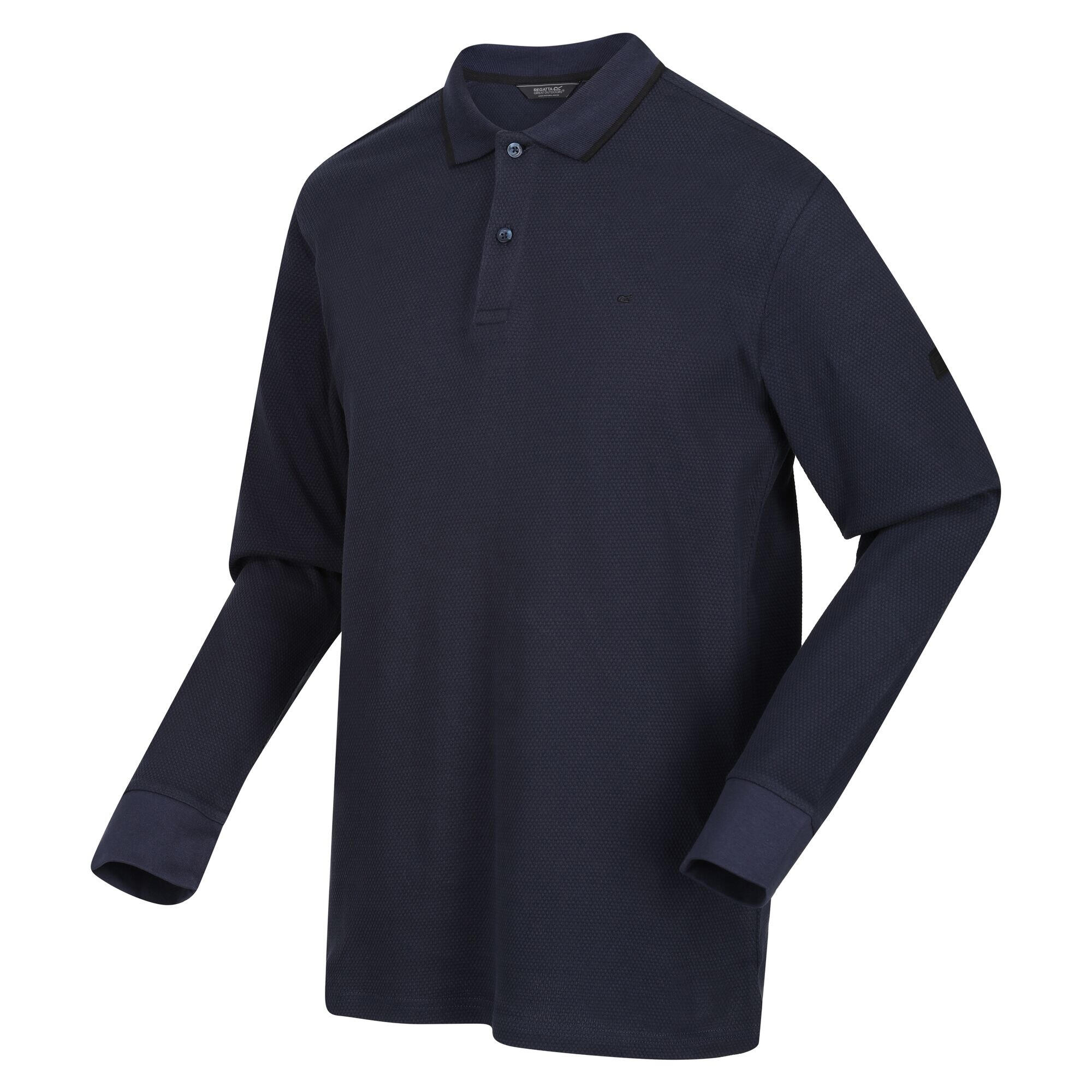 Mens Leaonzo LongSleeved Polo Shirt (Navy/Black) 3/4