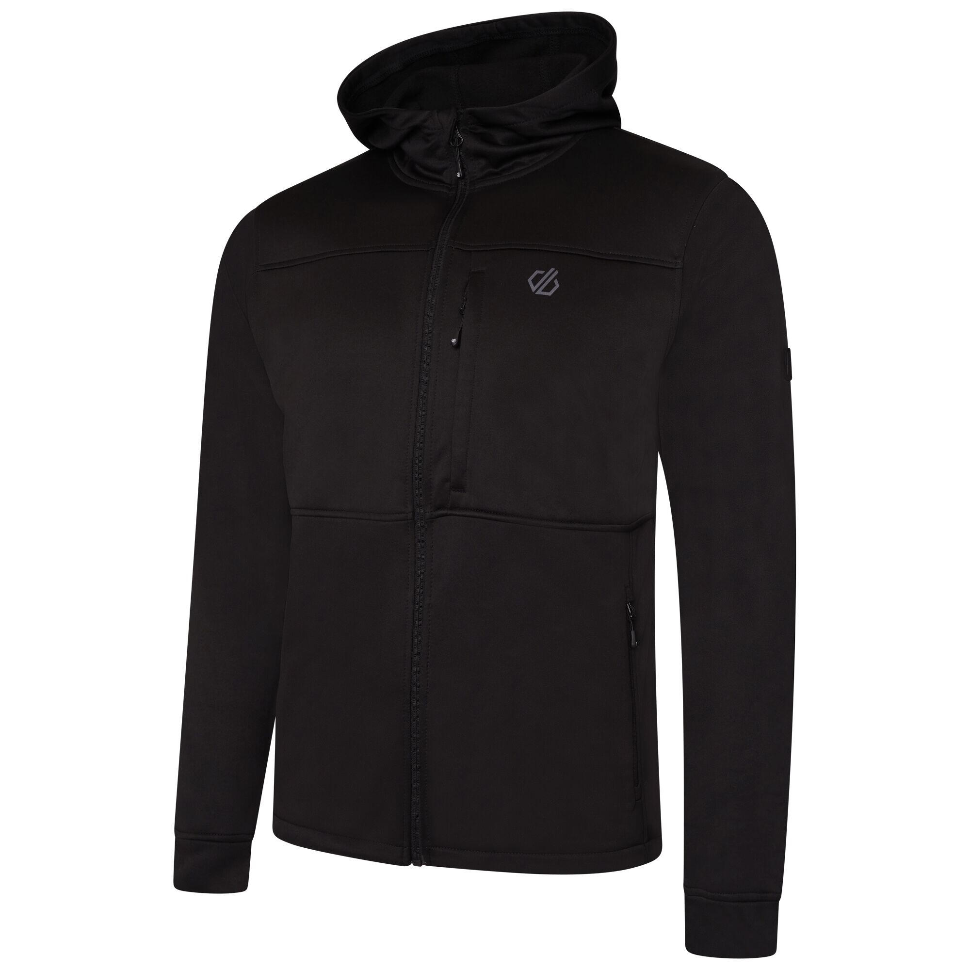 Mens Out Calling Marl Full Zip Fleece Jacket (Black) 3/4