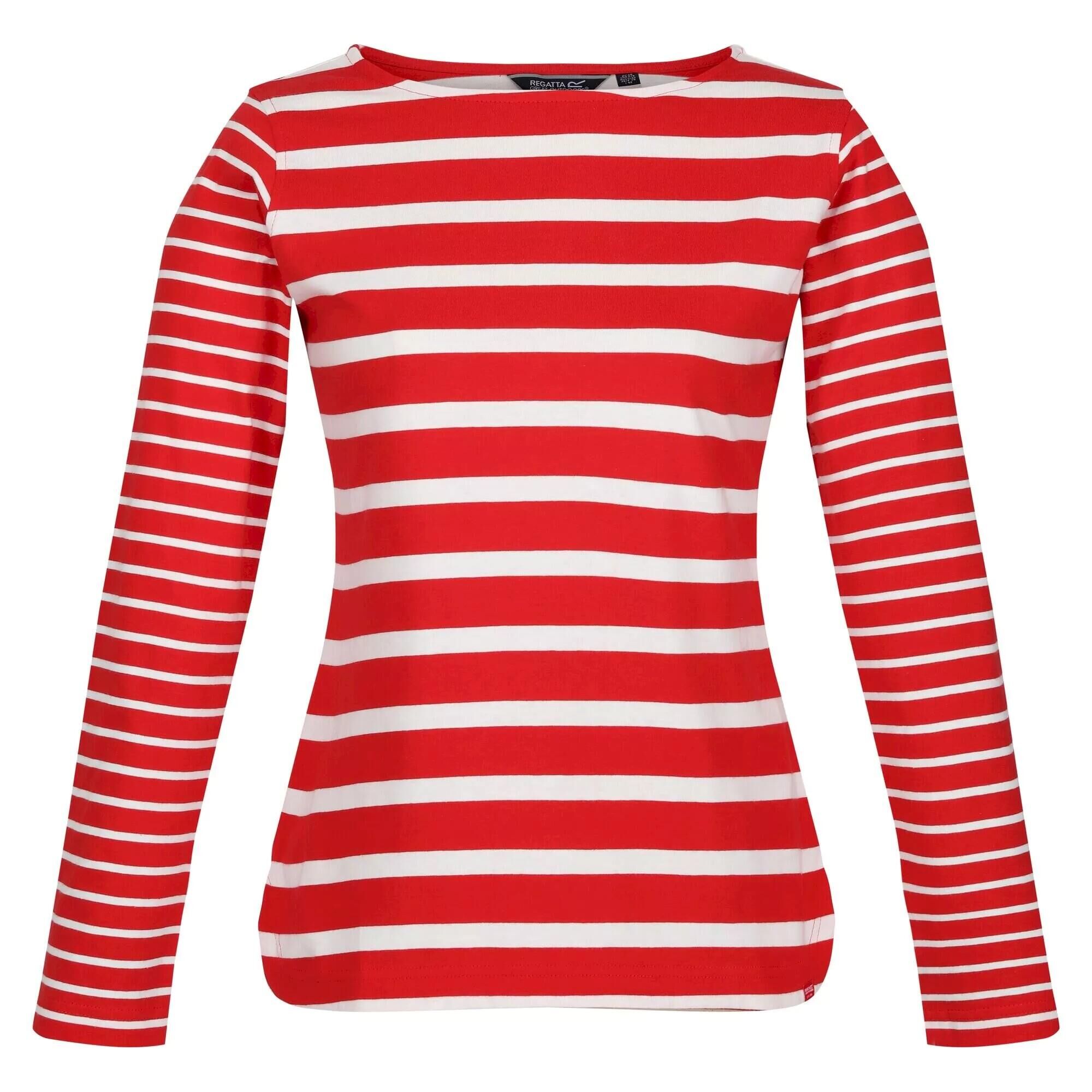 REGATTA Womens/Ladies Farida Striped LongSleeved TShirt (Code Red/Snow White)
