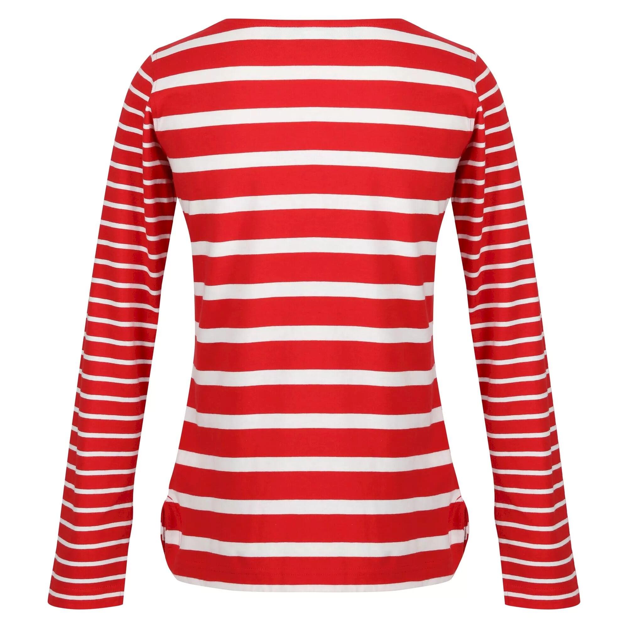 Womens/Ladies Farida Striped LongSleeved TShirt (Code Red/Snow White) 2/5