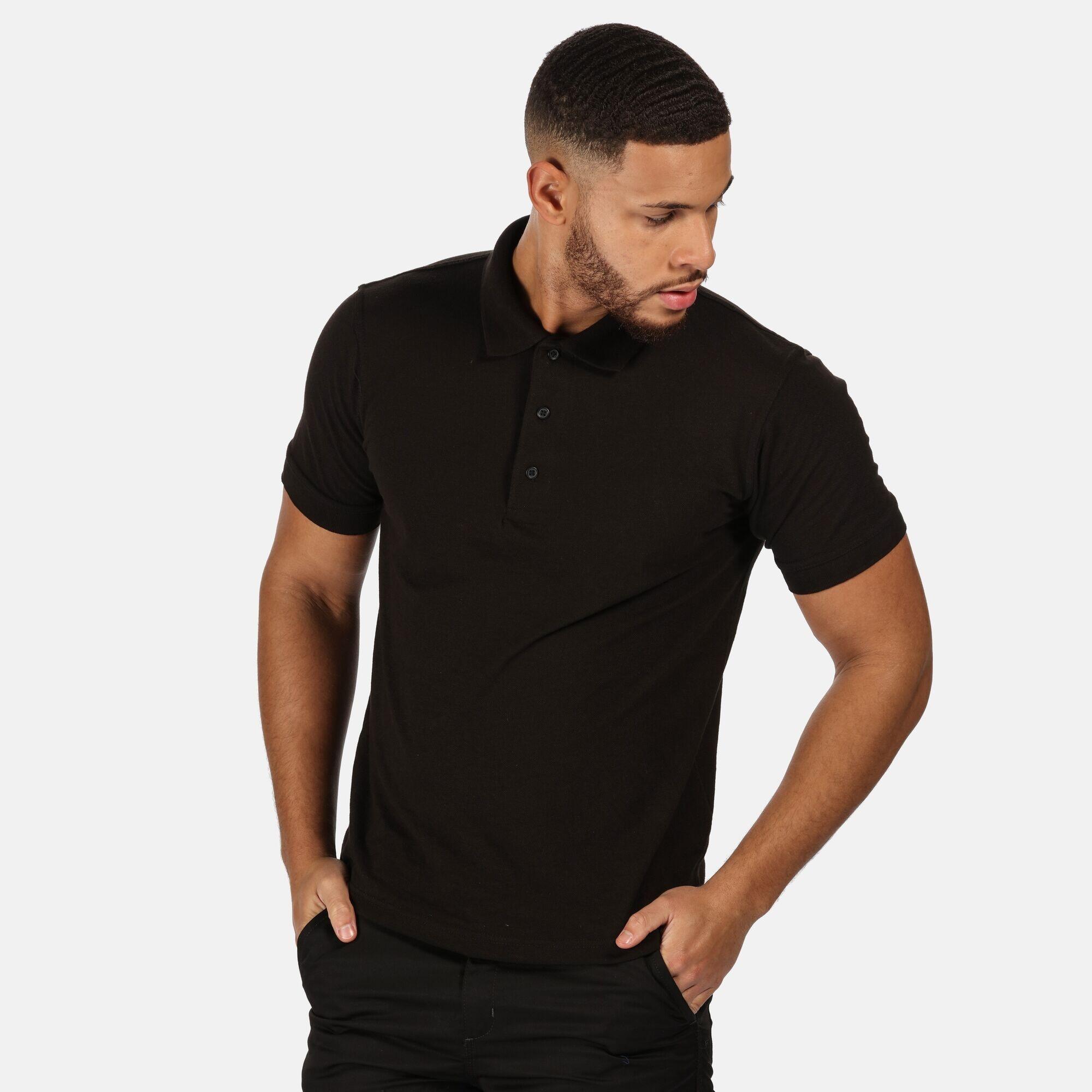 Professional Mens Classic 65/35 Short Sleeve Polo Shirt (Black) 2/5