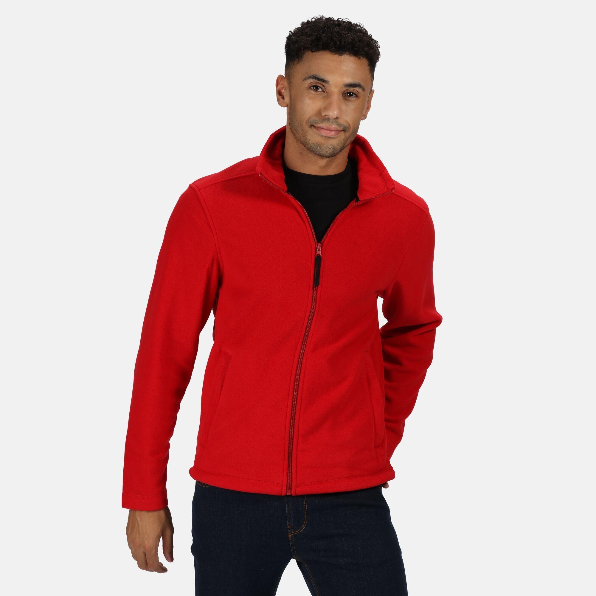 Mens Plain Micro Fleece Full Zip Jacket (Layer Lite) (Classic Red) 2/5