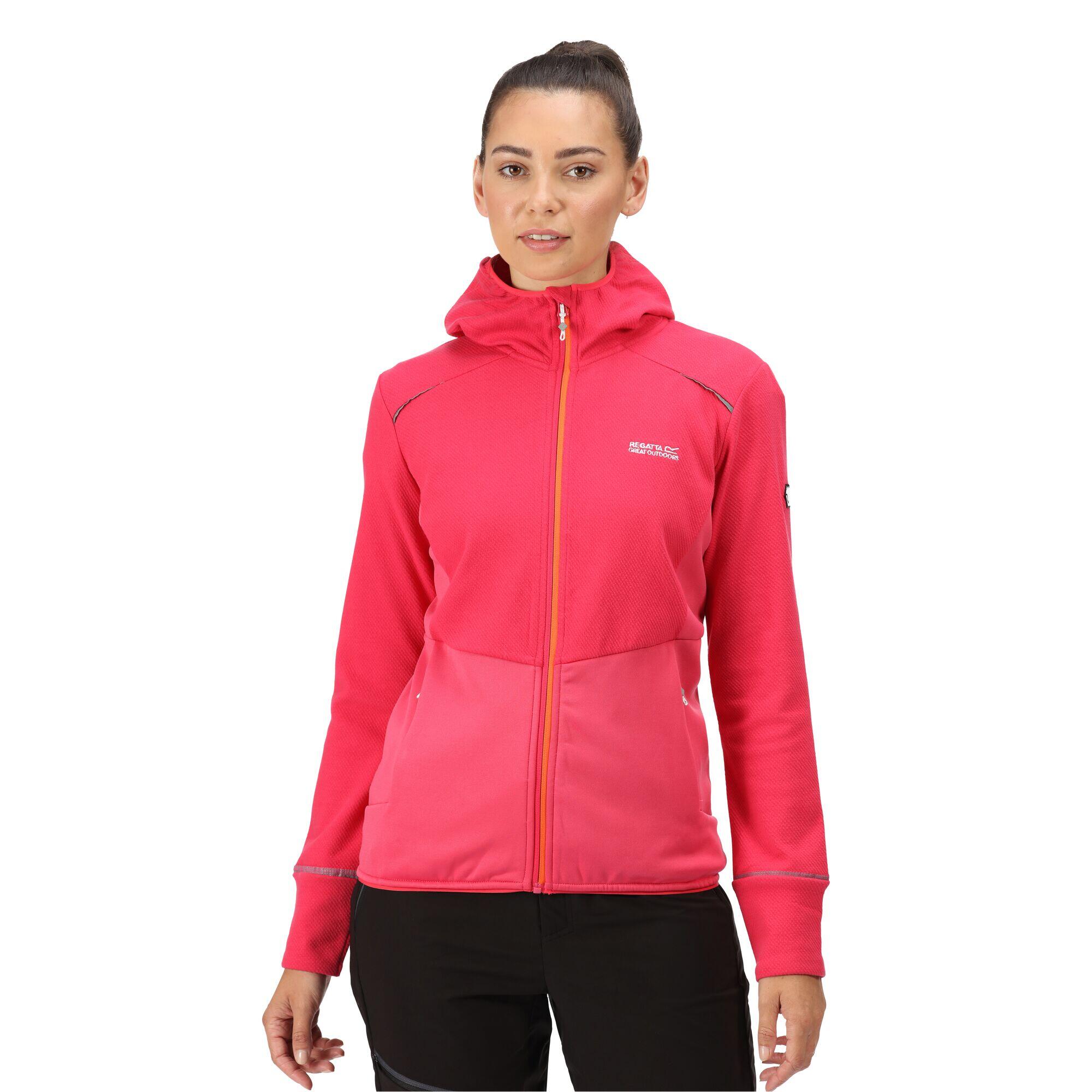 REGATTA Womens/Ladies Textured Fleece Full Zip Hoodie (Rethink Pink/Tropical Pink)