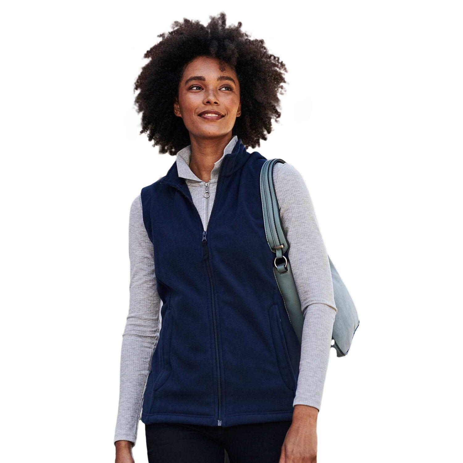 Womens/Ladies Micro Fleece Bodywarmer / Gilet (Dark Navy) 3/4