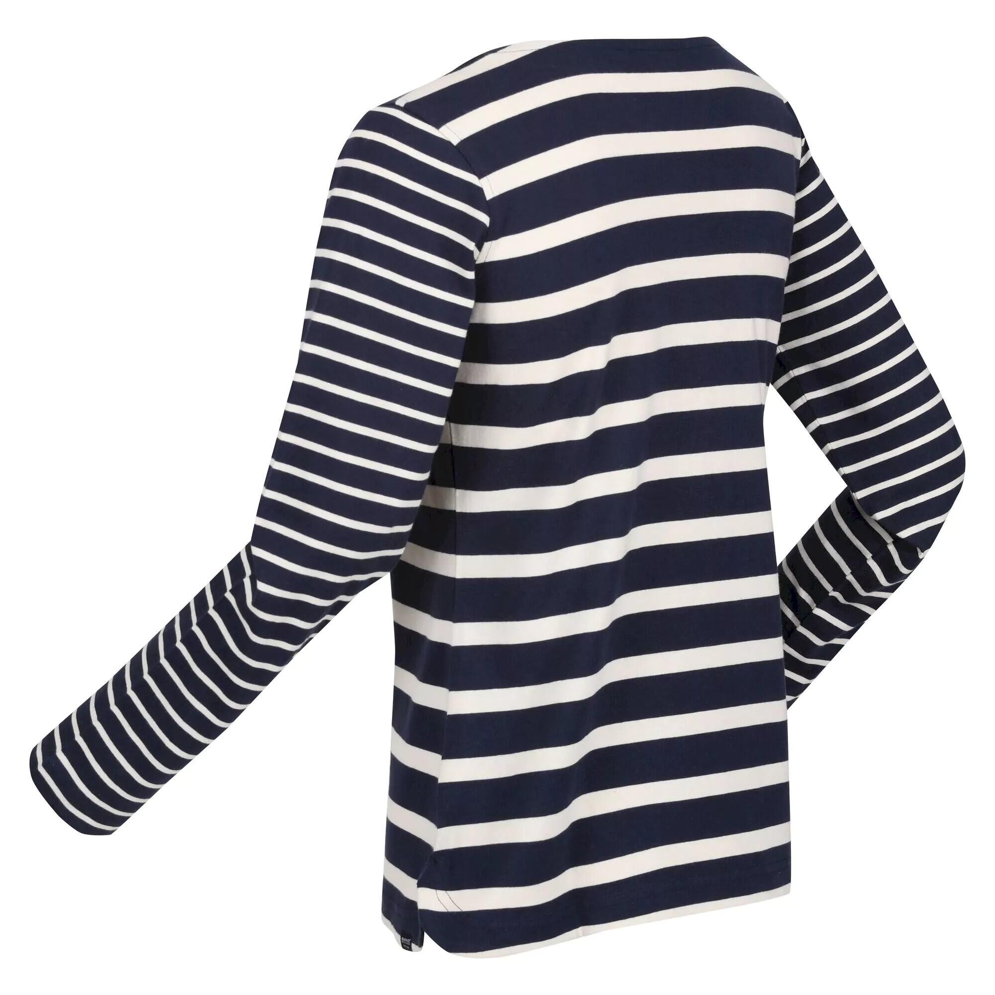 Womens/Ladies Farida Striped LongSleeved TShirt (Navy/Light Vanilla) 3/5