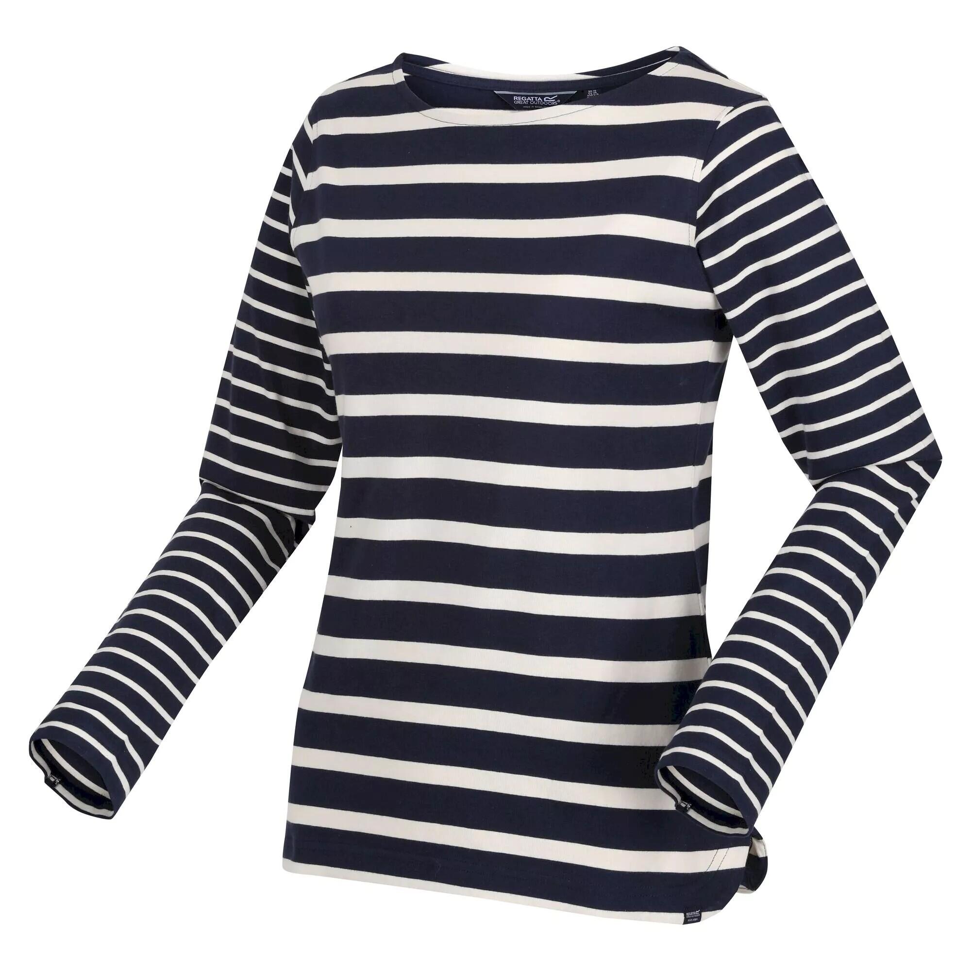 Womens/Ladies Farida Striped LongSleeved TShirt (Navy/Light Vanilla) 4/5