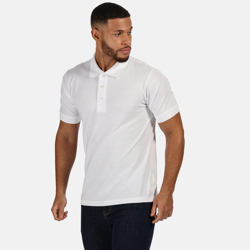 Homem Profissional Clássico 65/35 Camisa Polo de manga curta Branco