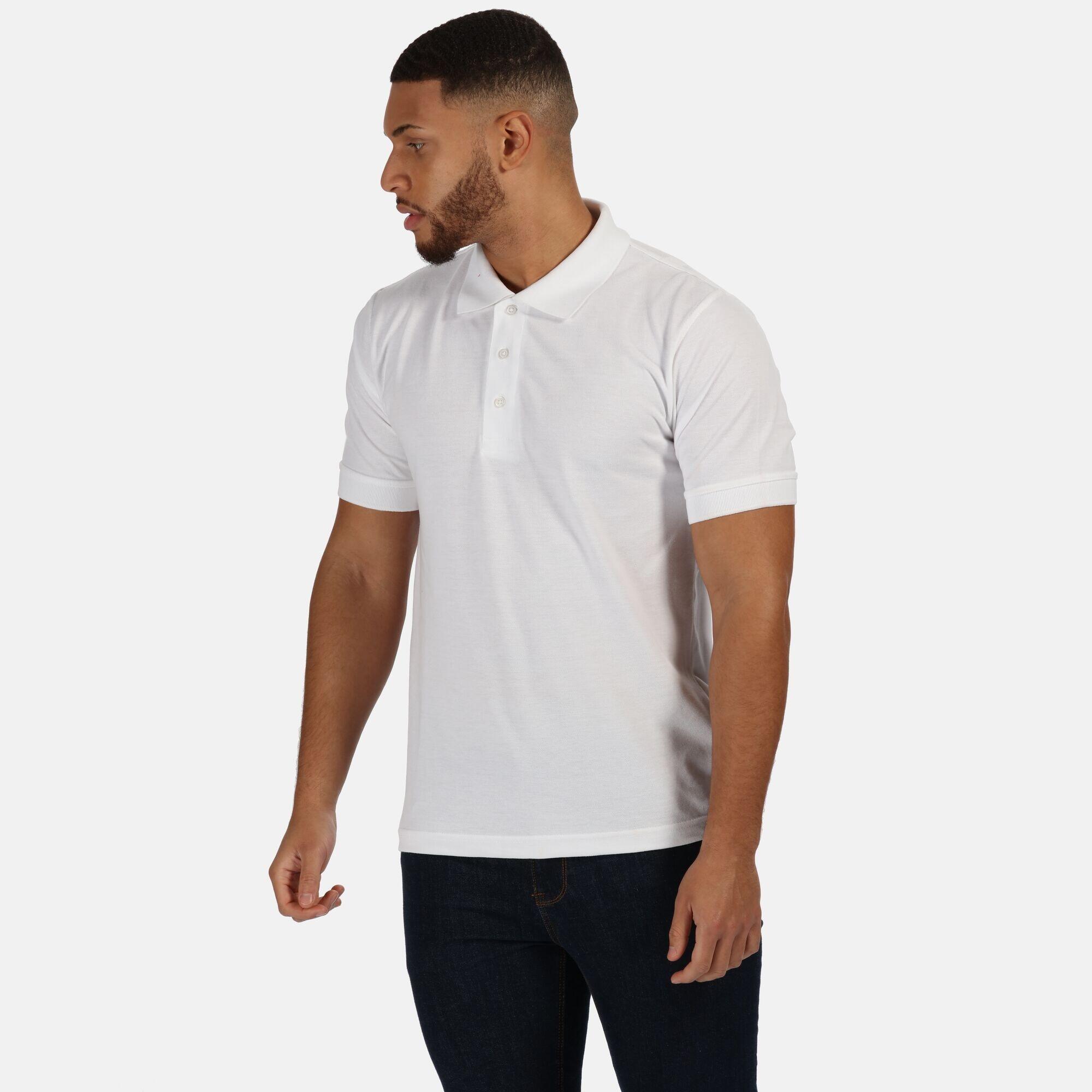 Professional Mens Classic 65/35 Short Sleeve Polo Shirt (White) 2/4