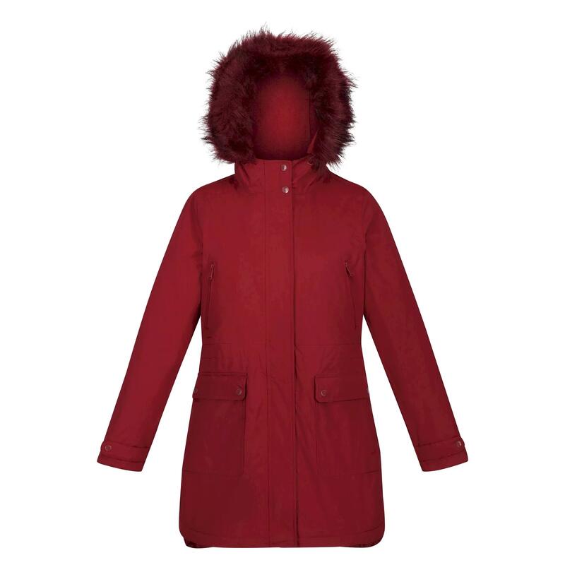 Dames Sabinka parka met bontrand (Cabernet)