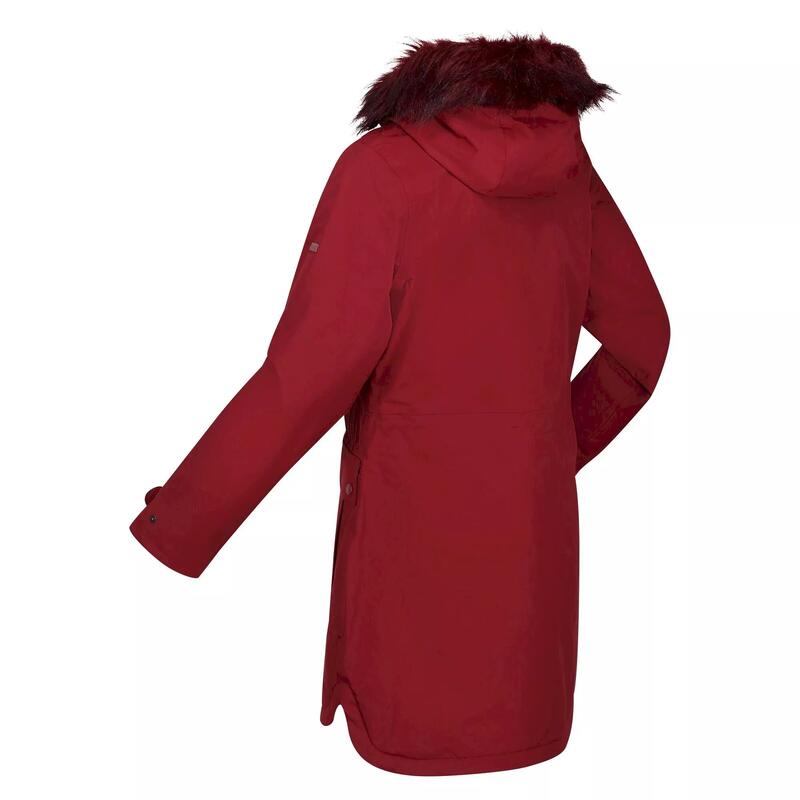 Parka Sabinka Ribete de Piel Sintética para Mujer Cabernet