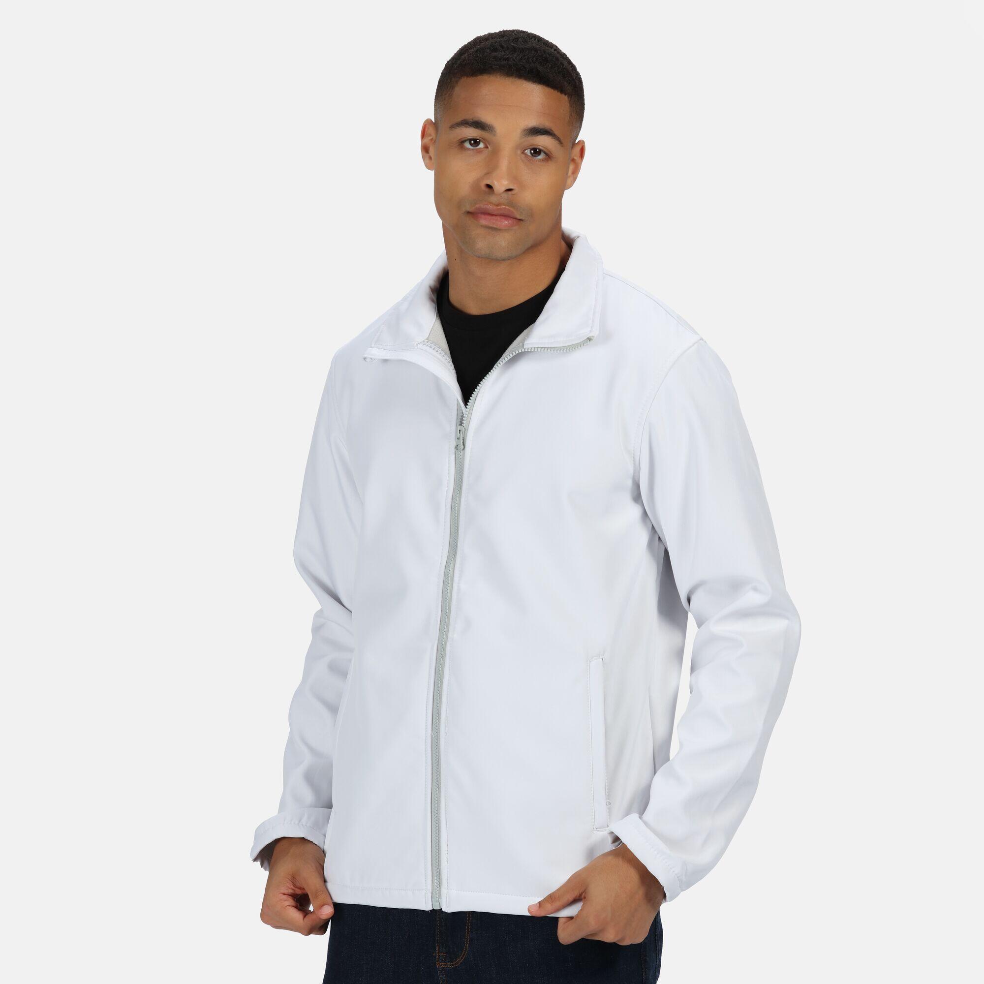 Standout Mens Ablaze Printable Soft Shell Jacket (White/Light Steel) 4/5