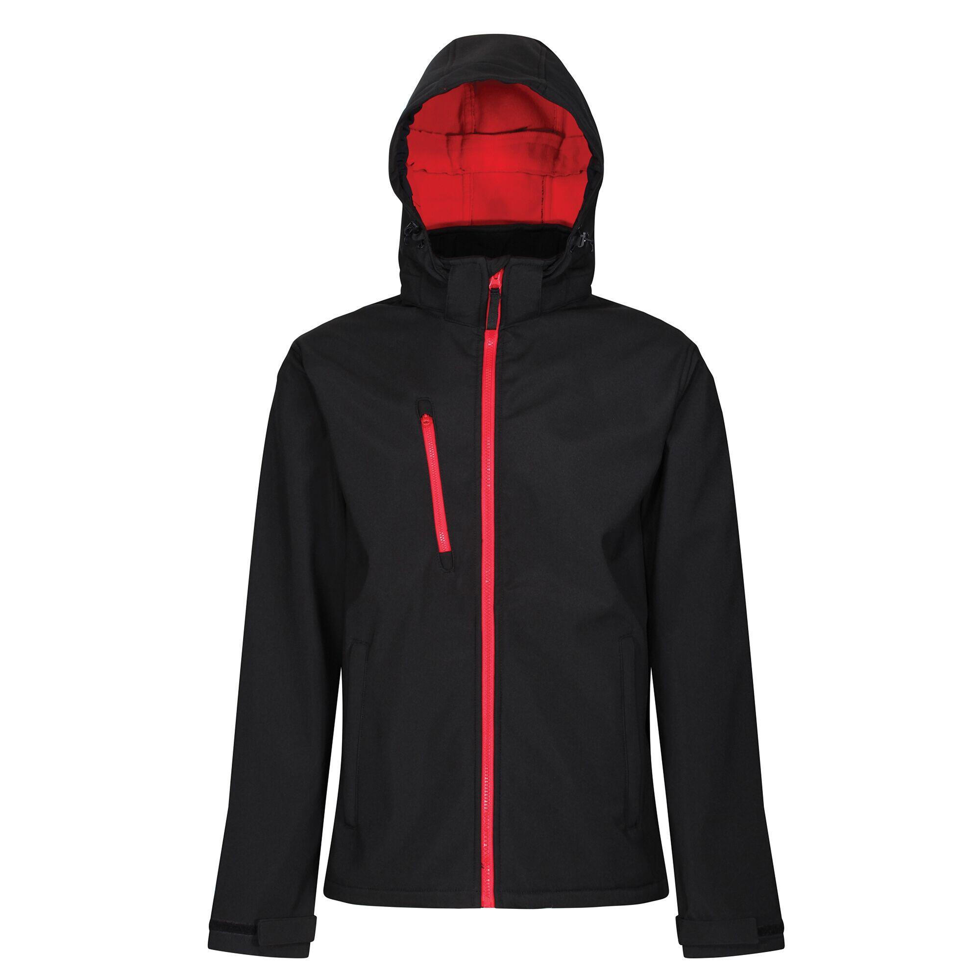 Mens Venturer 3 Layer Membrane Soft Shell Jacket (Black/Red) 1/4