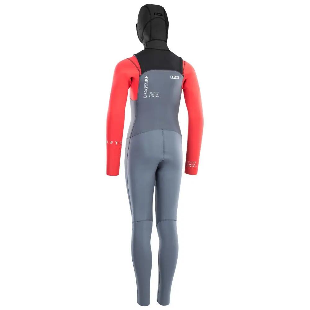 ION Neoprenanzug Capture Semidry 6/5 Hood FZ DL 6/5 Junior Langarm steel blue/re 3/5