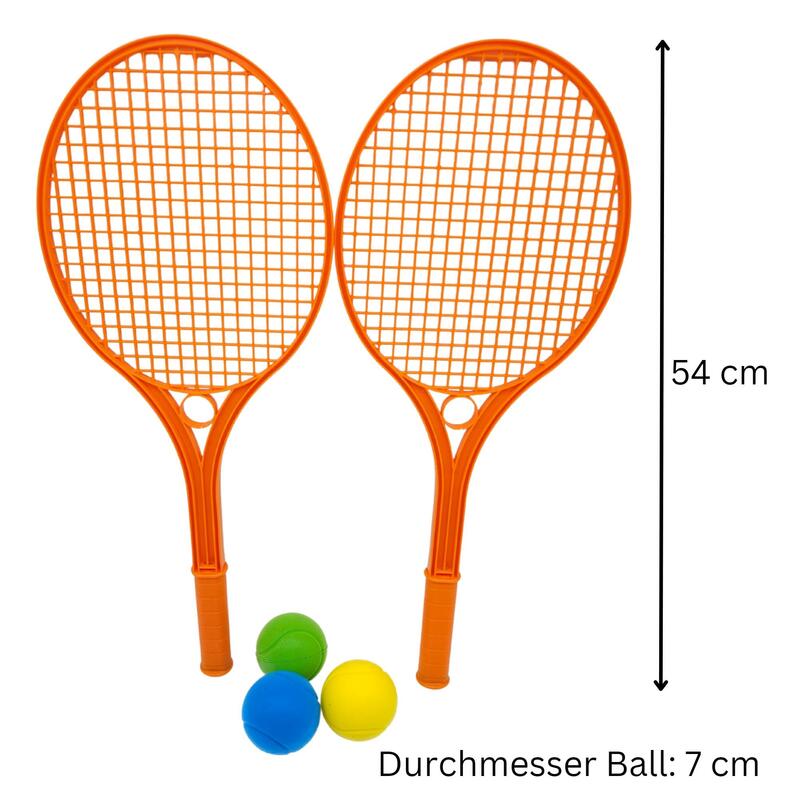 Tennisschläger-Set für Kinder mit 3 farbigen Schaumstoffbällen, orange